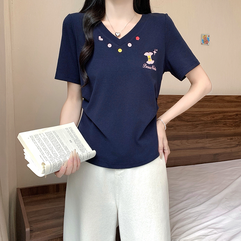 Plus Size Sweet Cartoon Print Cinched Waist Curved Short Sleeve T-Shirt Summer 2026 - Image 2